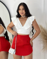 Set Camelia Color Blanco con Rojo