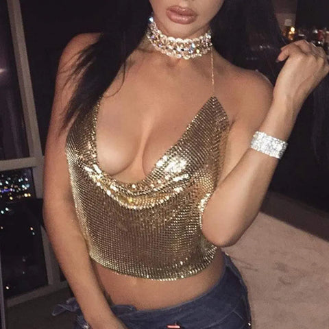 Crop top Metálico Para Mujer