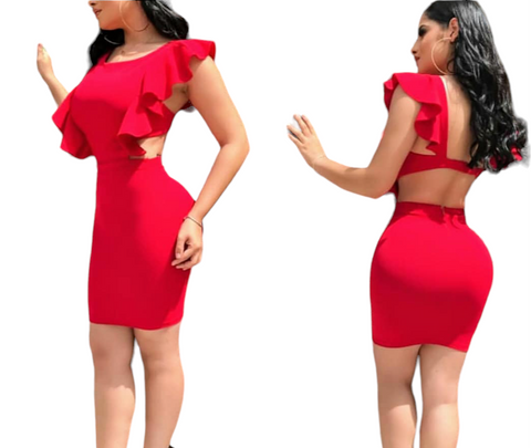 Vestido Corto Elegante Para Mujer Color Rojo